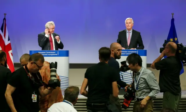 Michel Barnier and David Davis