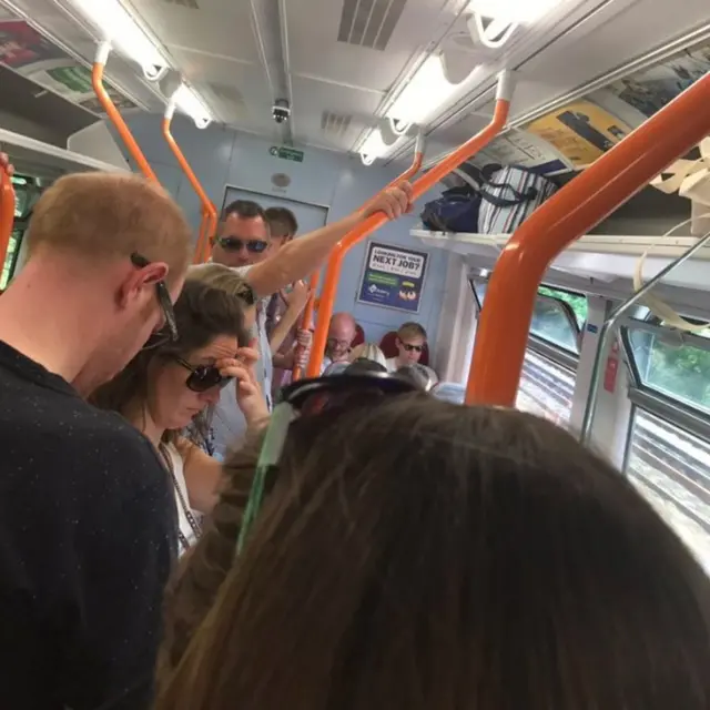 A cramped South West Trains carriage