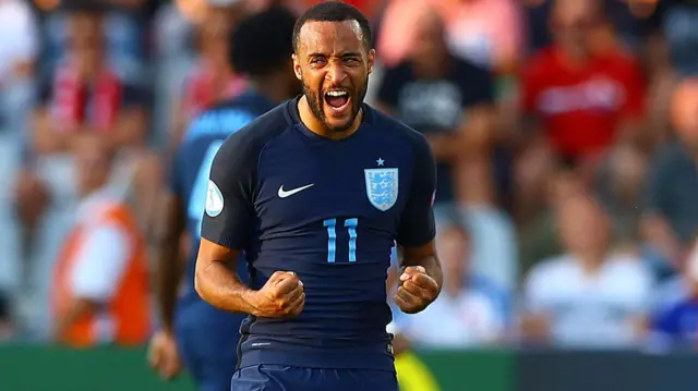 Nathan Redmond of England celebrates