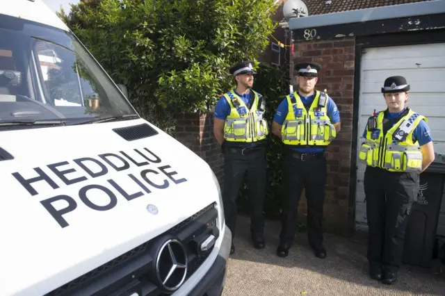 Police van outside a Cardiff property