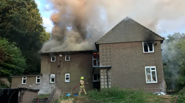 House on fire in Crawley Green Road in Luton.