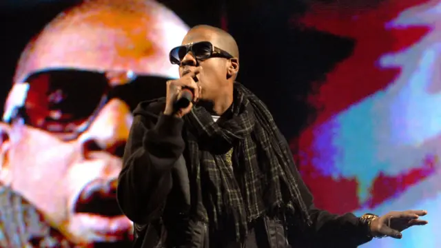 Jay Z performing at Glastonbury