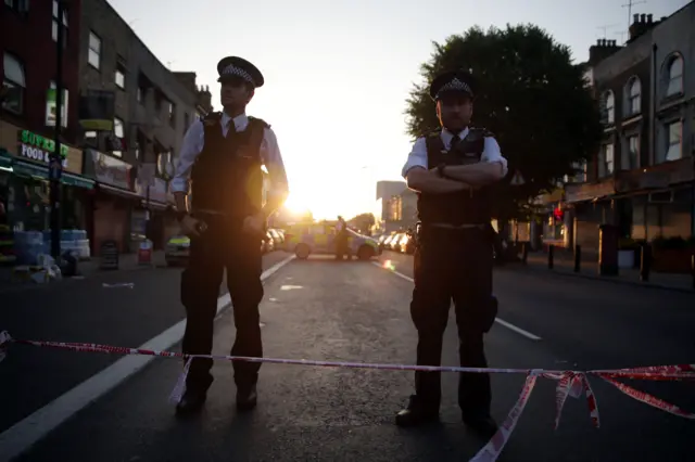 Police guard the cordon