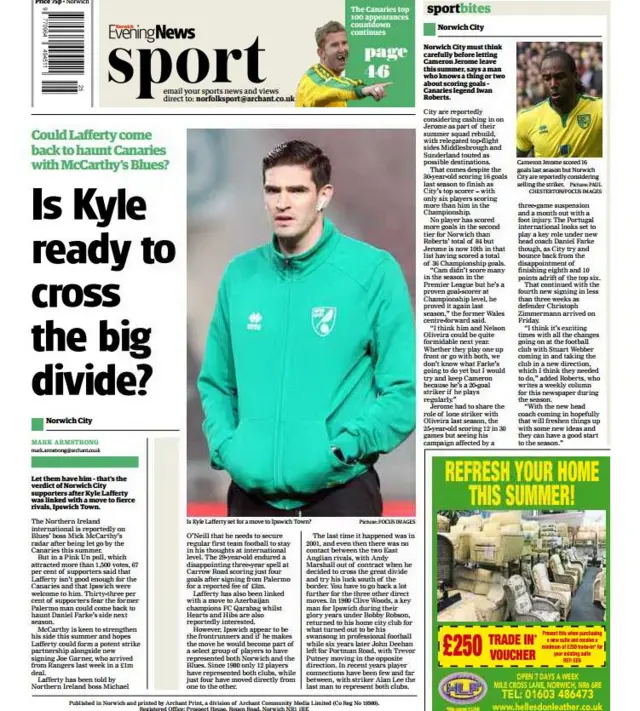 Back page of Norwich Evening News