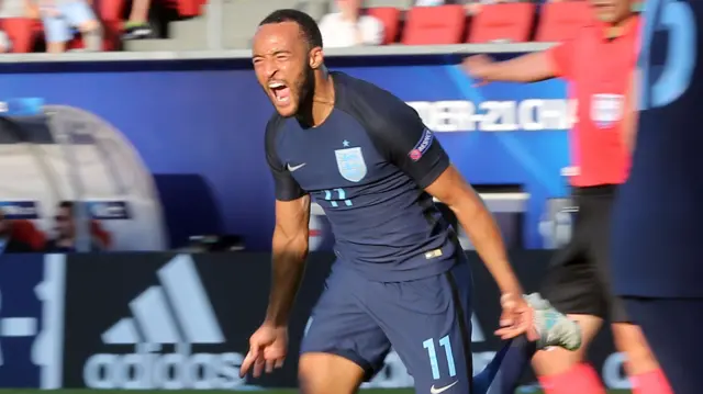 Nathan Redmond of England celebrates