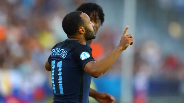 Nathan Redmond of England celebrates