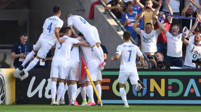 Slovakia's players celebrate