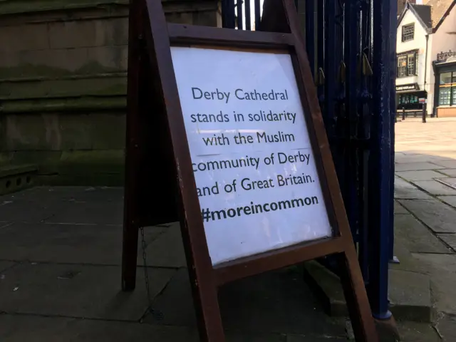 Sign outside Derby cathedral