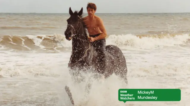 Horse and rider in the sea