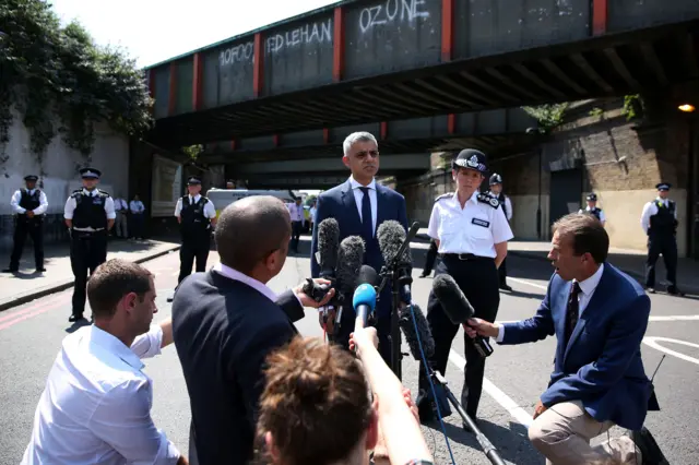 Sadiq Khan briefs journalists after the attack