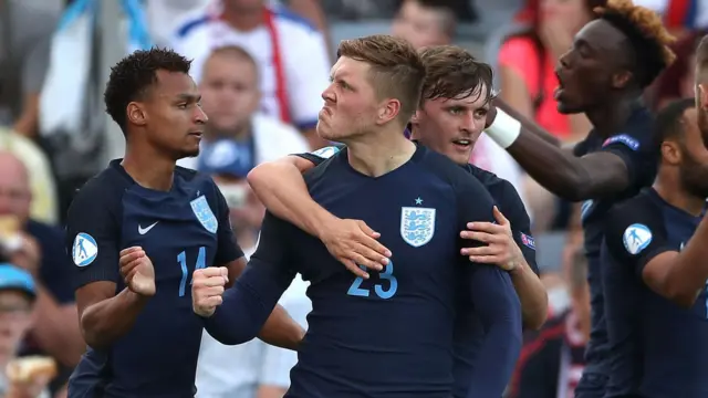 Alfie Mawson celebrates