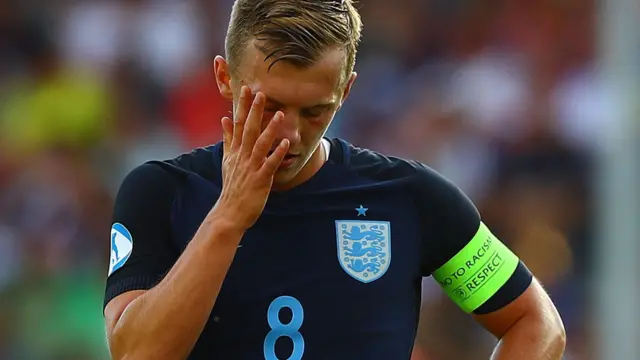 James Ward-Prowse of England shows a look of dejection