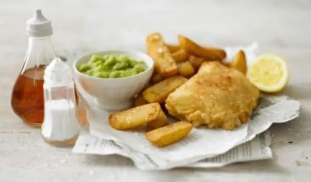 A plate of fish and chips