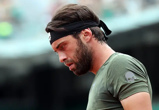 Nikoloz Basilashvili reacts