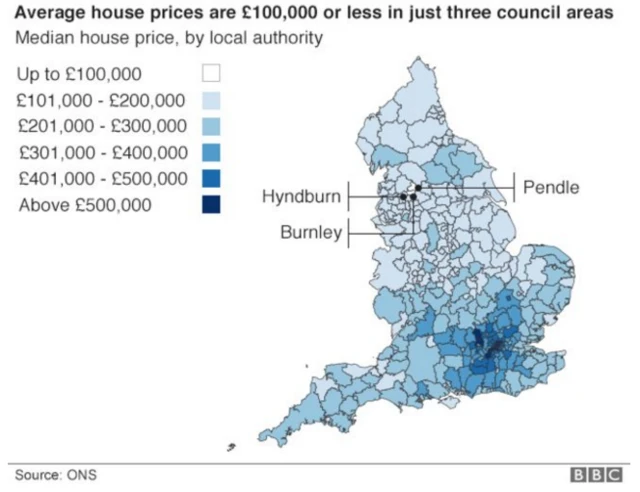 Average house prices across the UK