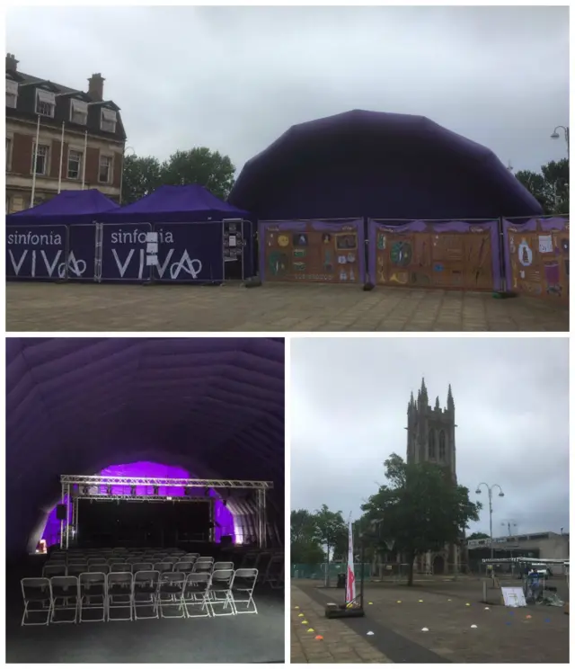 The music tents set up in Church Square