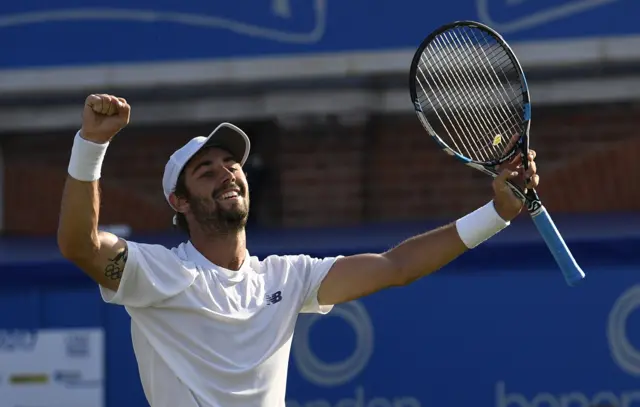 Australia's Jordan Thompson celebrates