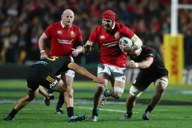 James Haskell of the Lions runs with the ball