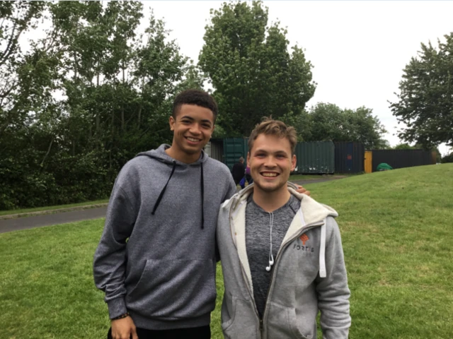 Athlete Rio Mitcham (on left) with Ben Rowlings