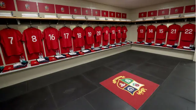 Lions jerseys in Waikato dressing room