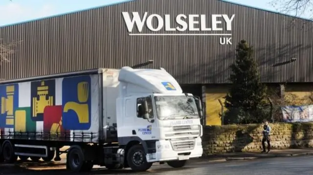 Delivery van leaving Wolseley site