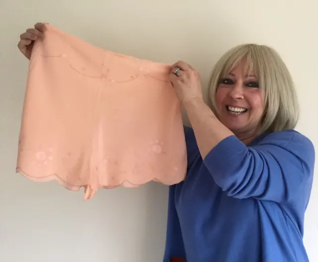 Sally Simmonds with the underwear