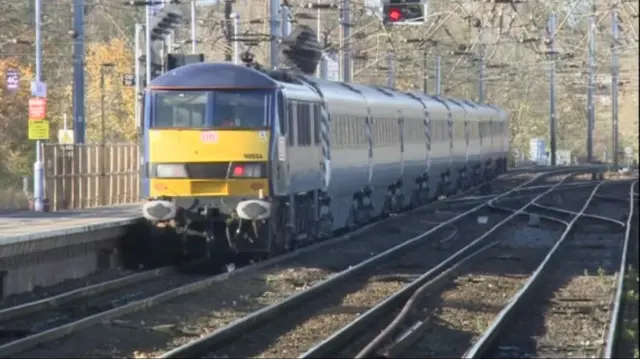 Greater Anglia train on tracks