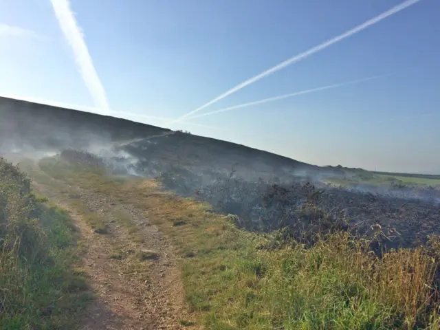 St Agnes Beacon gorse fire