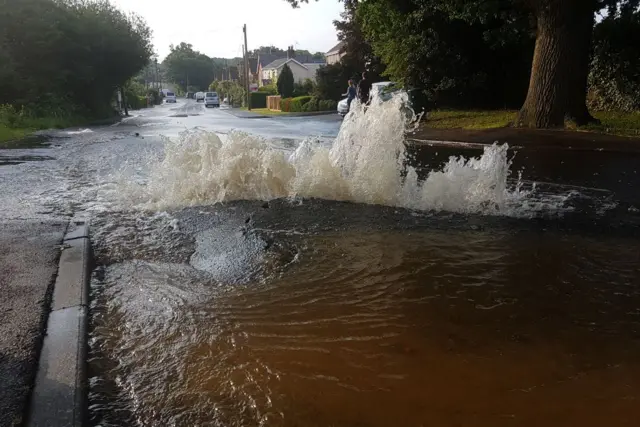 Burst watermain in Totton