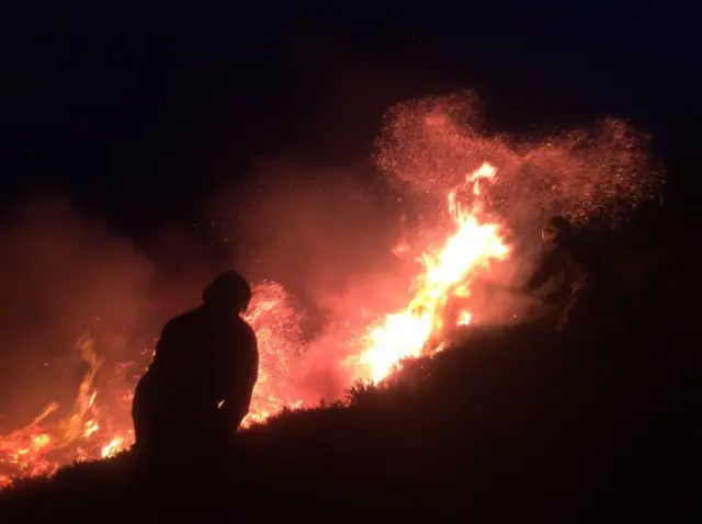 St Agnes Beacon fire. Pic: Tolvadden Fire Station