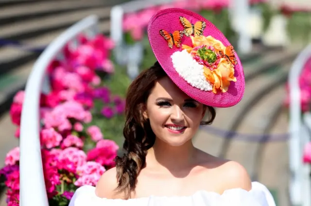 Pink hat with butterflies