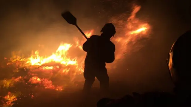 St Agnes Beacon fire. Pic: Tolvadden Fire Station