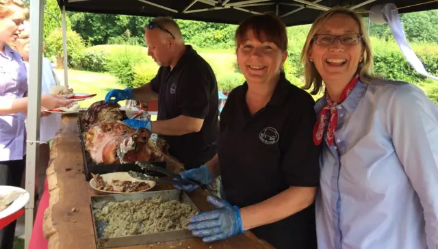 Helen Jones (right) with staff at Grove Court