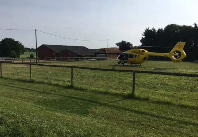 Air ambulance, Shadingfield, Suffolk