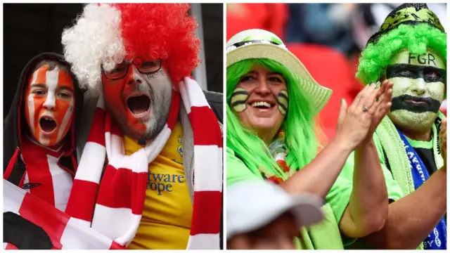 Lincoln City and Forest Green fans celebrate promotion to League Two