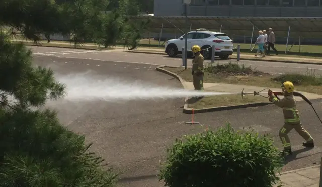 Suffolk Fire and Rescue demonstrating high pressure hose