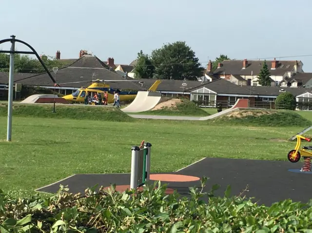 Air ambulance in Ibstock