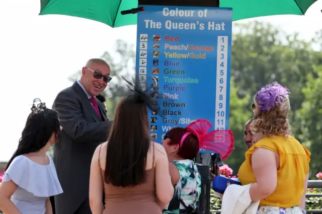 Betting board for the Queen's hat colour