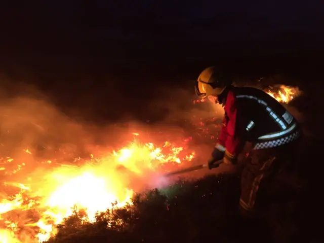 St Agnes Beacon fire. Pic: Tolvadden Fire Station