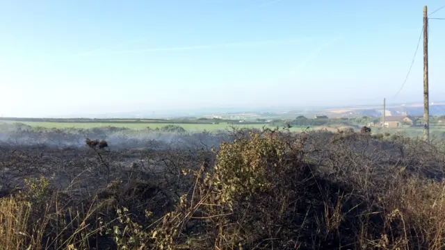 St Agnes Beacon gorse fire