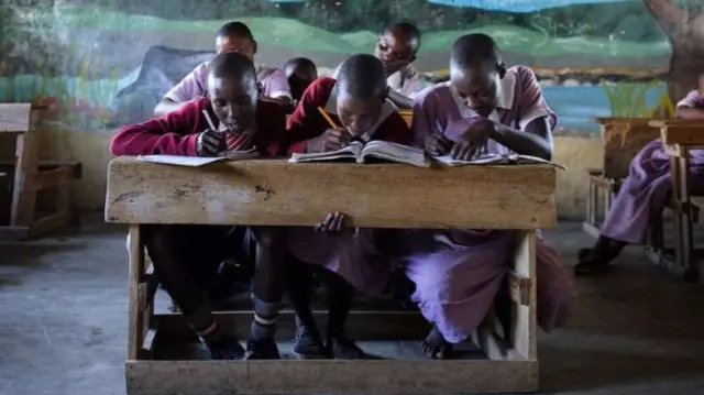 Schoolgirls  in classroom