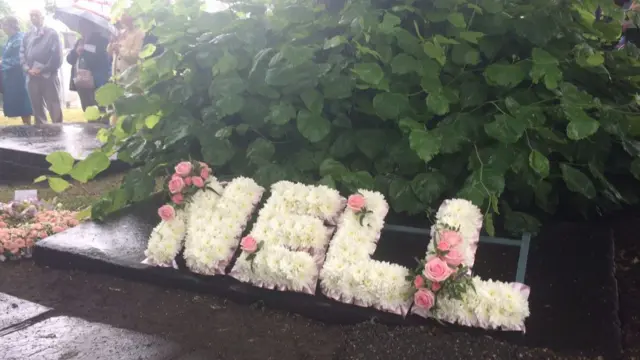 Floral tribute at funeral