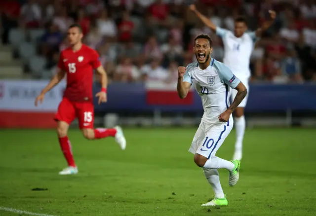 Lewis Baker celebrates