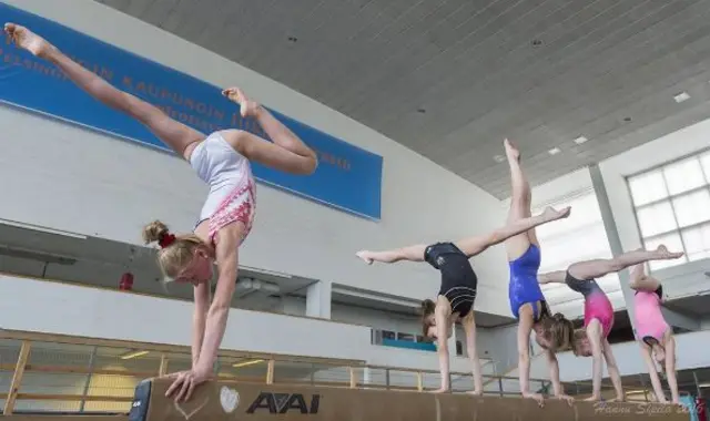 Beam work from the Finland Gymnastic Skills Club