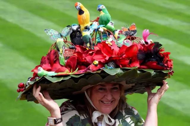 Birds on a flower hat