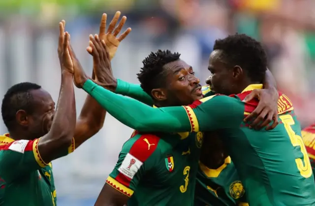 Cameroon celebrating