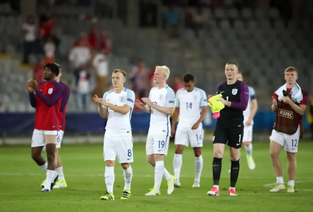 England applaud the fans