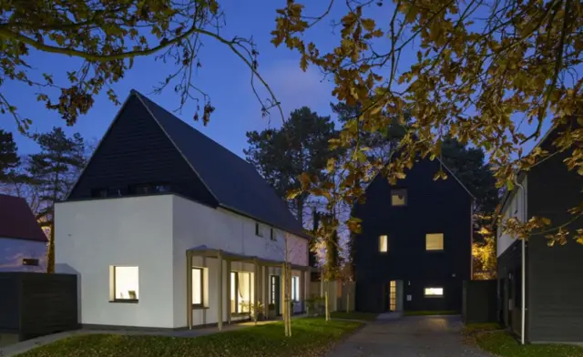 Housing development at night