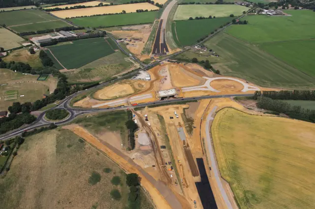 Aerial view of work on NDR at Cromer Road