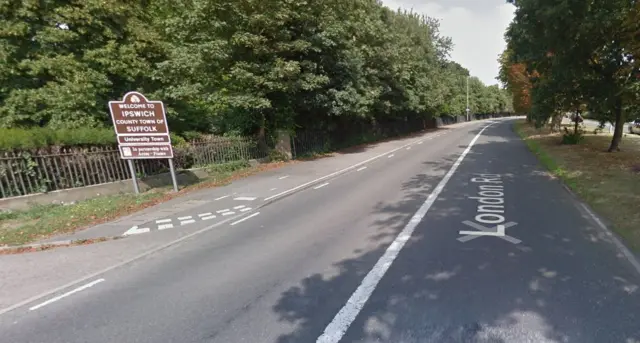 The Ipswich town sign on London Road